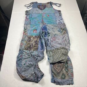 Raiment Fashions Vintage Overalls Patchwork Cotton Colorful Hippie Jumpsuit M